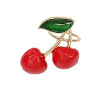 Colorful Rhinestones Christmas Tree Lapel Pin Cartoon Cherries Brooch Handmade Badge Holiday Women Men Holiday Cartoon Alloy Pin
