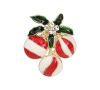 Colorful Rhinestones Christmas Tree Lapel Pin Cartoon Cherries Brooch Handmade Badge Holiday Women Men Holiday Cartoon Alloy Pin