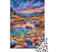 Colorful River Landscape 1000 Piece Jigsaw Puzzle Paper for Adults Night Sky View Jigsaw Puzzle for Family Relaxing Focus Home Decor Gift 70x50cm/1000pcs