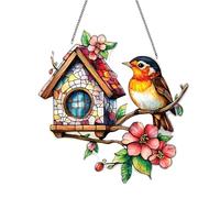 Colorful Robin Suncatchers for Windows, Acrylic Window Decorations with Hanging Chain, Garden Ornaments & Robin Gifts for Bird Lovers, Indoor/Outdoor Decorative Hanging Ornaments
