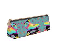 Colorful Roller Skates Leather Pencil Case Large Capacity Pencil Pouch Pencilbag Pouch with Zipper Pen Holder