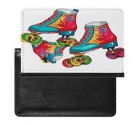 Colorful Roller Skates Passport Holder for Travel PU Leather Passport Book Card Holder Case Cute Passport Wallet Ultra Slim Passport Cover Passport Protector Case for Women Men