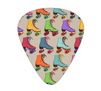 Colorful Roller Skates Print Guitar Picks,12 Pack Guitar Plectrums Thin, For Bass Electric Acoustic Guitars Ukulele