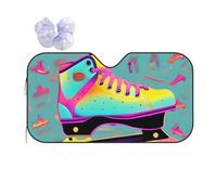 Colorful Roller Skates Printing Windshield Sun Shade for Car. Reflective UV and Heat Shield with Keeps Interior Cool Universal Sedans