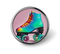 Colorful Roller Skates Round Badge Personalized Metal Lapel Pin Badges Fit Clothing Bags Hat Humorous Printed Brooch Badge Party Decorations Accessories for Men Women