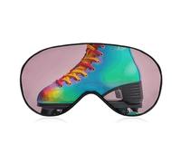Colorful Roller Skates Sleep Mask Light Block-Out Eye Mask for Side Sleeper Pressure-Free Soft Night Blindfold with Adjustable Strap Breathable Sleep Eye Cover for Travel