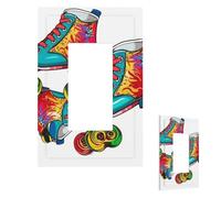 Colorful Roller Skates Wall Plate Cover Modern Decorative 1 Gang Light Switch Cover Unbreakable Receptacle Outlet Covers For Living Room Bedroom Home Decor 1 Gang