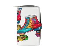 Colorful Roller Skates Wallet Multifunctional Leather Wallets for Men Compact Long Wallet Credit Card Holder Passport Bag