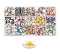 Colorful Rondelle Crystal Bead Spacers, Five 10mm 5, A | Sparkling Crystals with Delicate Rondelle Beads for Elegant Jewelry Creation and Beading Work