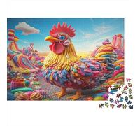 Colorful Rooster 1000 Piece Jigsaw Puzzle for Adults paper Material Educational Art Chicken Puzzle Game for Home Decor 52x38cm/1000pcs