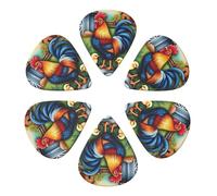 Colorful Rooster Chick Farm Guitar Picks 6 Pack Thin Medium Heavy Thickness Guitars Pick For Acoustic Electric Guitar Ukulele Bass 0.96mm