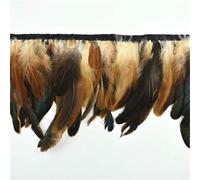 Colorful Rooster Feathers Fringe Trim On Tape Chicken Pheasant Feather Ribbon Fly Tying Materials(Natural,5Meters)