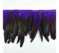 Colorful Rooster Feathers Fringe Trim On Tape Chicken Pheasant Feather Ribbon Fly Tying Materials(Purple,5Meters)