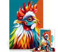 Colorful Rooster Head Pop Art Jigsaw 1000 Pieces for Teenagers Reason Skill, Stress Relief Play, Enjoyable Challenge, Nice Art (50x75cm)