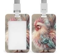 Colorful Rooster ID Badge Holder Retractable Badge Reel, Vertical Card Name Tag Holder with Breakaway Lanyard, ID Cards Holders Case for Nurse Security Staff Women Men