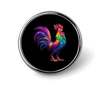 Colorful Rooster Round Badge Button Pins Custom Brooches Lapel Pins for Women Men Clothing Decoration