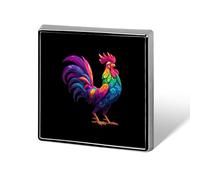Colorful Rooster Square Badge Metal Lapel Pins Custom Brooches for Clothing Decoration