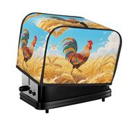 Colorful Rooster Toaster Cover 2 Slice, Waterproof Bread Machine Covers with Pockets Universal Size Kitchen Small Appliance Cover with Handle, Dust and Fingerprint Protection