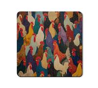 Colorful Rooster Washer Dryer Top Protector Mat, Vintage Farmhouse Style Washing Machine Cover, Festive Rubber Anti-slip Waterproof Mats for Laundry Room 24x24 Inch