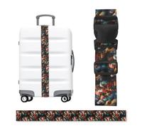 colorful roosters standing together Print Luggage Strap, Adjustable Luggage Straps for Suitcase Travel Belt, for Sleeping Bag Car Seat