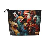 colorful roosters standing together Women's toiletry and cosmetic bag, unisex toiletry storage bag, personal care storage bag