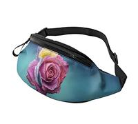 Colorful Rose Blooming Watercolor Flower Fanny Pack Sport Casual Waist Pack for Women Men Fashionable