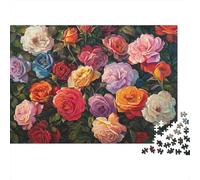 Colorful Rose Jigsaw Puzzles 1000 Piece Recycled Paper Adults Floral Bloom Puzzle Fun Present & Activity for Home Educational Game Challenge 70x50cm/1000pcs