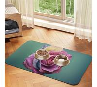 Colorful Rose Romance Petals Plant,Waterproof Pet Feeding Mat,PU Leather Placemats for Cat Dog Water Bowl,Food Mats,30x45cm