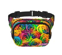 Colorful Rose Square Double Layer Waist Bag Belt Fanny Pack Purse with Adjustable Strap, Running, Travel, Hiking