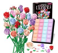 Colorful Roses Bouquet Building Set, 24 Boxes 1380Pcs Artificial Flowers Botanical Collection Blocks Kit for Adults Women Teengirls Gift for Valentines Birthday Flower Advent Calendar Home Decor