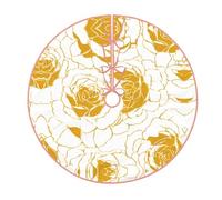 Colorful Roses Christmas Tree Skirt – Festive Printed Holiday Decor With Premium Linen-Like Fabric For Christmas, New Year & Halloween Celebrations