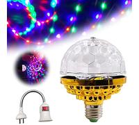 Colorful Rotating Magic Ball Light with Lamp Holder Set, Retro Disco Lights, Colorful Disco Rotating Magic Ball Light Bulb with Sockets, Magic Ball RGB LED Stage Light (Light + Universal Socket)