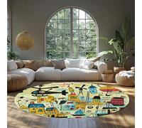 Colorful Round Nursery Rug 200cm Washable Non-Slip Circle Area Rugs for Playroom Classroom Soft Cartoon Circular Carpet for Preschool