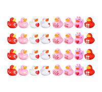 Colorful Rubber Duck Bath Toys, Heart Themed Shower Ducks, Playful Cute Valentines Day Decor, Adorable Decorative Rubber Ducks 2.36x2.17x2.17" for Kids, Home Decor (24 Pieces)