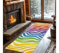 Colorful Runner Rug for Hallway Long Striped Abstract Retro Rug Runners for Hallways 90x300 cm, Long Door Mats Indoor Runners Non Slip Washable Carpet for Hall Living Room Kitchen Bedroom, Thin