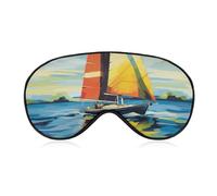 Colorful Sail Boat Blackout Sleep Eye Mask, Ventilated Fabric, Adjustable Wearing Style, Zero Pressure Sleeping Mask Soft Skin Friendly Eyeshade for Women Men
