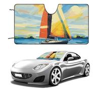 Colorful Sail Boat Car Windshield Sun Shade Keep Car Interior Cool 51"x28" Folding Front Window Sun Shade, Heat Shield for SUV, Truck, Blocks UV