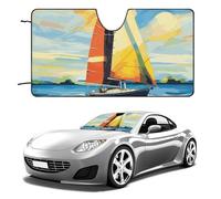 Colorful Sail Boat Car Windshield Sun Shade Keep Car Interior Cool 55"x30" Folding Front Window Sun Shade, Heat Shield for SUV, Truck, Blocks UV