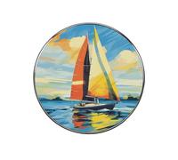 Colorful Sail Boat Fridge Sticker Funny Fridge Magnets Novelty Round Fridge Magnets Reusable for Whiteboard, Locker, Kitchen, Office- Strong Decor Magnetic Stickers