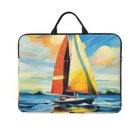 Colorful Sail Boat Laptop Case 14 in, TSA Laptop Sleeve Shockproof Protective Notebook Case Water Resistant Computer Bag with Handle Briefcase Handbags for Men Women