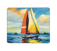 Colorful Sail Boat Mouse Pad with Stitched Edge, Comfortable Mouse Pads with Non-Slip Rubber Base Gaming Mouse Mat Washable Mousepads Computers Laptop Desk Accessories for Office 10 x 12 inch