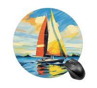 Colorful Sail Boat Round Mouse Pad Smooth Glide Gaming Mousepad Extra Density Portable Comfortable Mouse Mat for Desk, Home, Office 7.8x7.8 Inches
