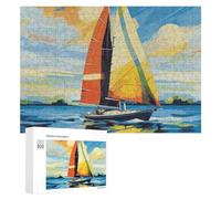 Colorful Sail Boat Wooden Puzzles for Adults 300 PCS Unique Shape Puzzles Wall Art Home Decor for Puzzle Lovers, Family, Friend Creative Gift Toys