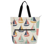 Colorful Sailboats Books Totes Book Bag for Kids Adults, Gothic Lightweight Child Book Tote Resuable Grocery Bag Handbag for College Shopping Beach Rainbow school supplies
