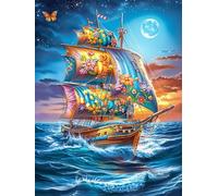 Colorful Sailing Ship on The Ocean 500 Piece Jigsaw Puzzle Pack Scenery Science Fiction Teens Beginners Cognitive Development Puzzle Fans Group Play Anniversary Premium Cardboard 500 PCS