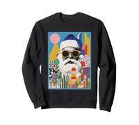 Colorful Santa Collage Christmas Abstract Maximalist Art Sweatshirt