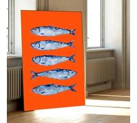 Colorful Sardine Lobster Fish Ocean Poster Classic Vintage Posters Hd Quality Wall Art Retro Posters For Home Room Wall Decor A2 50X70Cm Unframed