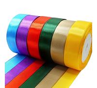 Colorful Satin Ribbons 25mm, 6 Rolls, 132m/144 Yards for Gift Wrapping