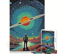 Colorful Saturn Planet 1000 Pieces Jigsaw Puzzles for Teenagers Recall Boost, Clean Cut, Real Challenge, Table Accent (50x75cm)