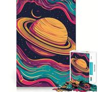 Colorful Saturn Planet Illustration 1000 Piece Puzzle For Teenagers DIY Fun, Pastime Game, Pattern Build, Classic Xmas Gift (38x52cm)